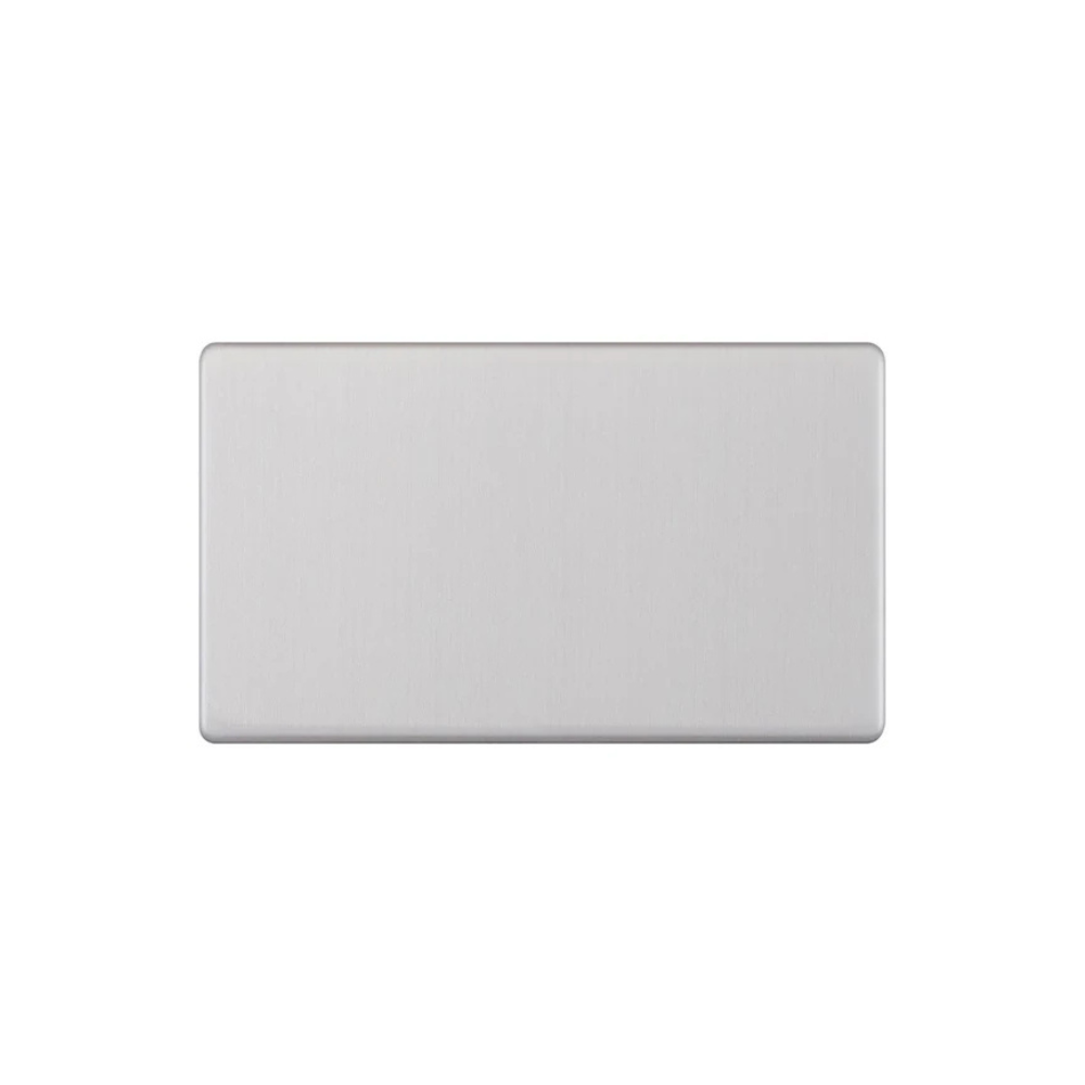 Hilton 2 Gang Screwless Blanking Plate - Brush Chrome