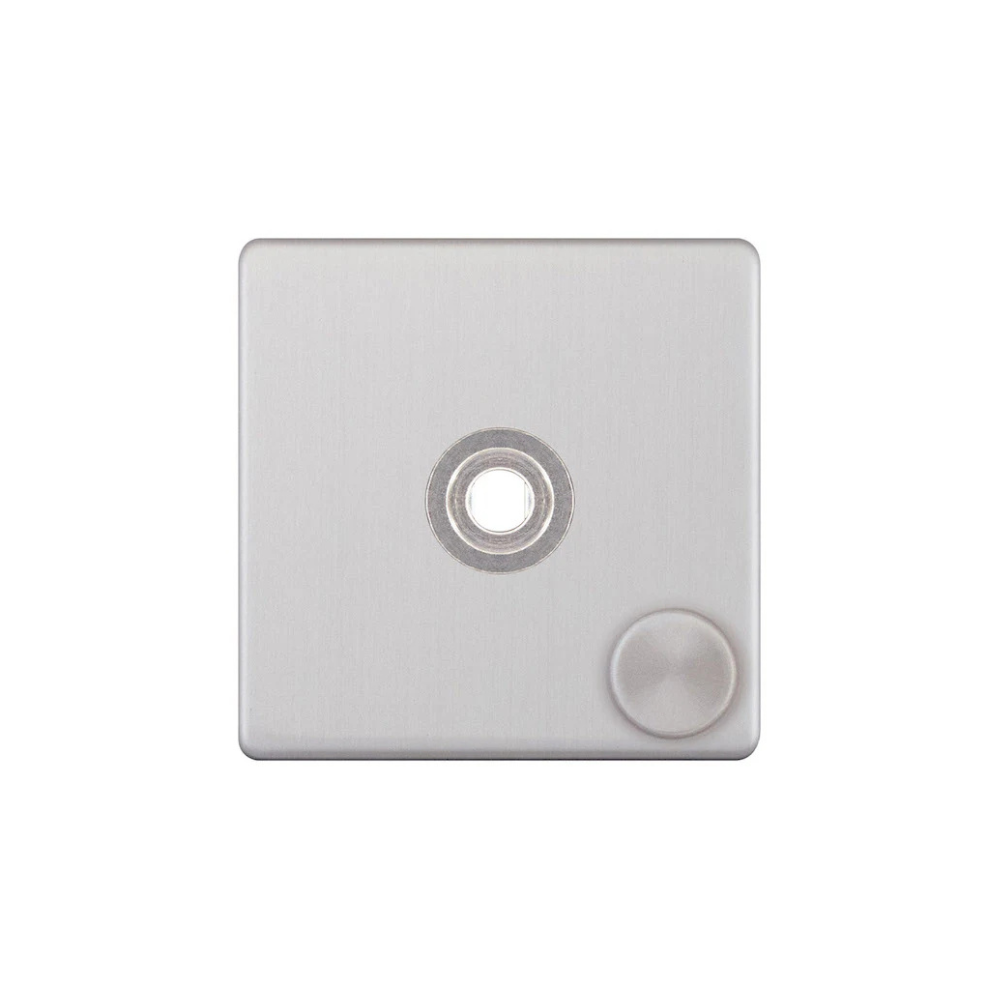 Hilton 1 Gang Screwless Empty Dimmer Plate - Brush Chrome
