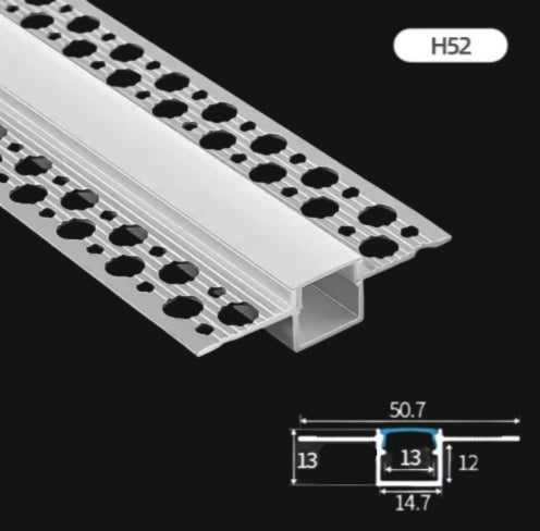 H52  Plaster Recessed Ceiling LED Aluminum Profile (50.7X13X14.7X12)