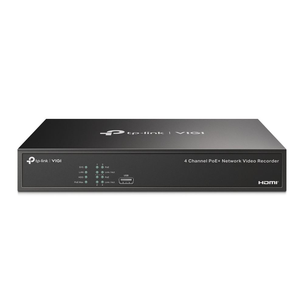 TP-Link VIGI 4-Channel PoE+ Network Video Recorder – 4K HDMI Output, 80Mbps Bandwidth