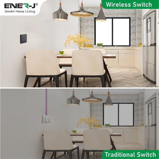 Ener-J 3 Gang Wireless Kinetic Switch Black – Battery-Free IP65 ECO Series - image 2