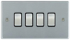 Hamilton 10AX 2 Way Rocker Switch - Satin Steel & Inserts