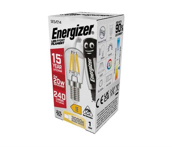 Energizer S13561 Pygmy LED Filament Bulb E14 240lm 2W 2700K, Warm White