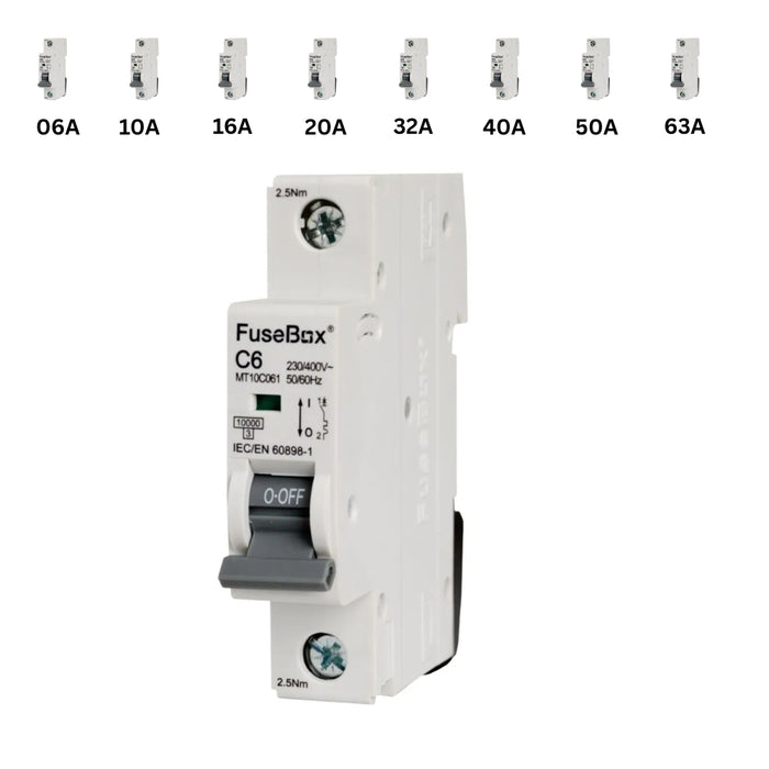 Fusebox Single Pole MCB Type C, Curve C | (06A-63A)