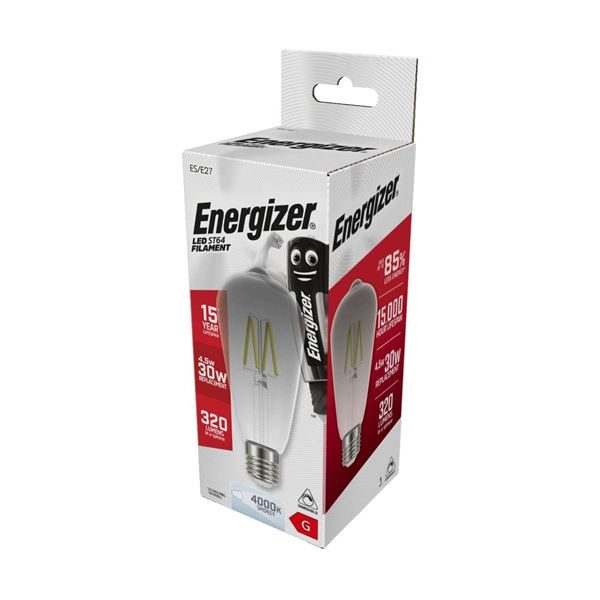 Energizer S15030 Smokey LED Filament Bulb 320lm 4.5W 4000K, Cool White & Dimmable