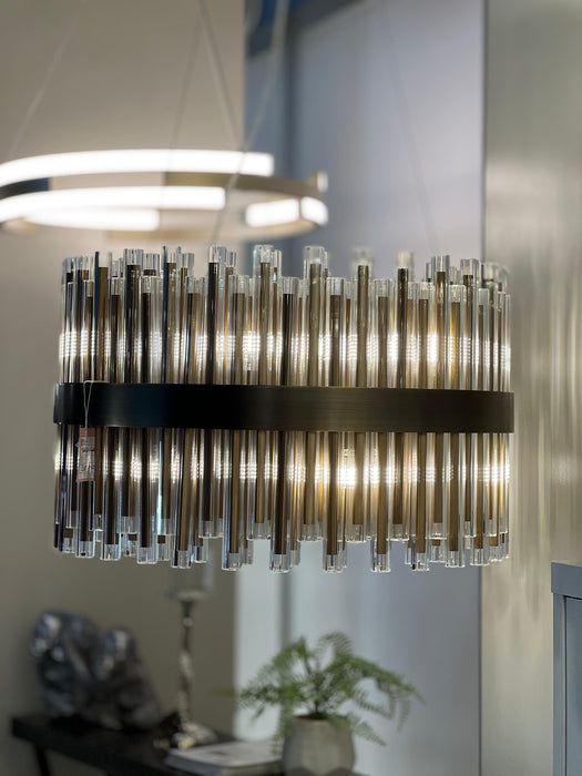 Column Round 60cm Antique Brass Chandelier