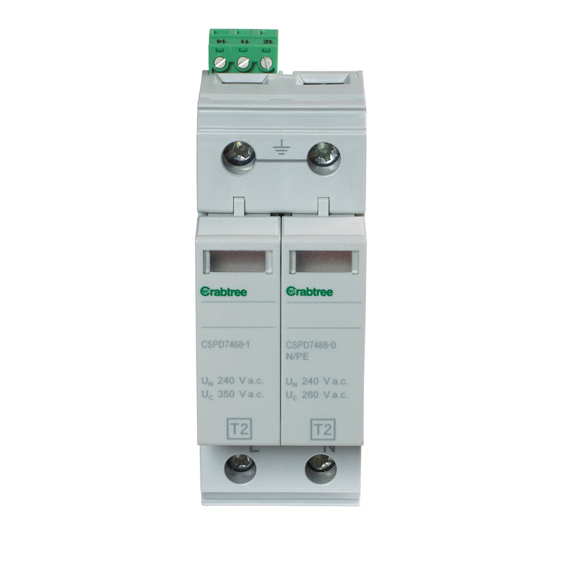 Crabtree CSPD7462/1 Loadstar Type 2 SPD for 1P 3-wire Systems (2 Modular Width)