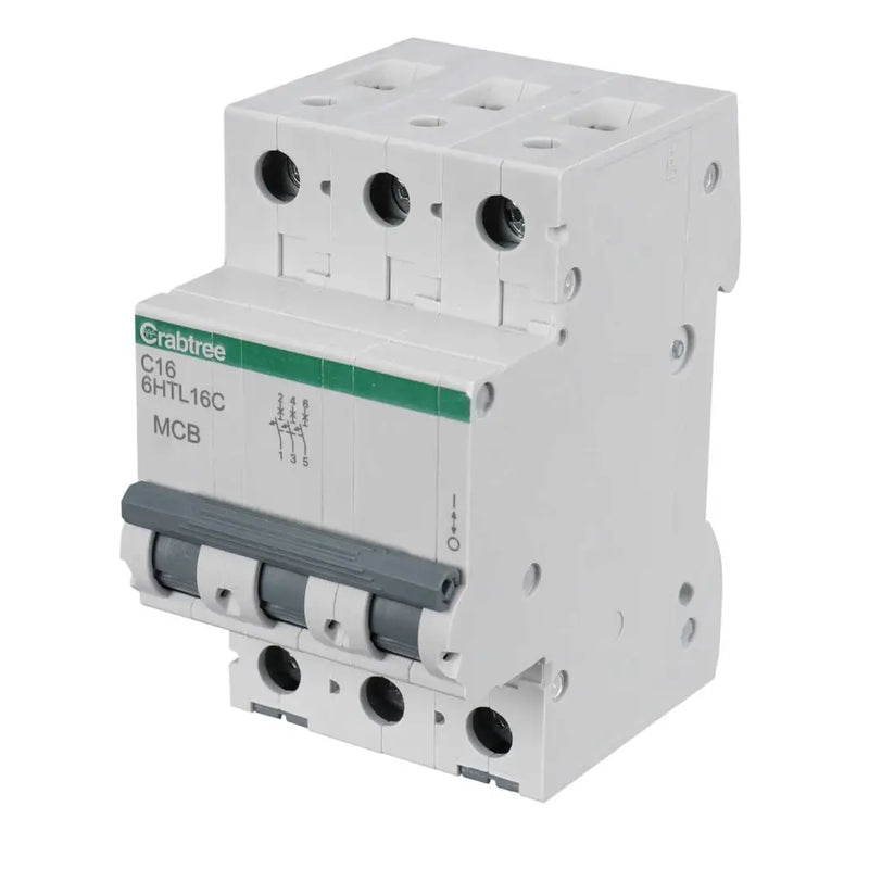 Crabtree Loadstar 6HTL16C 16A Triple Pole Type C 10kA MCB Circuit Breaker