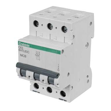 Crabtree 6HTL63C 63A TP Type C MCB