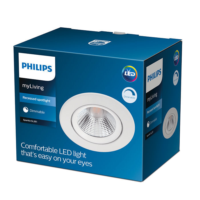 Philips SL261 Sparkle Recessed Spotlight 5.5W 27K White - 3 Pack