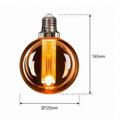 Ener-J G125 LED Filament Globe Bulb Pack of 4 E27 3W 2000K Amber - image 3