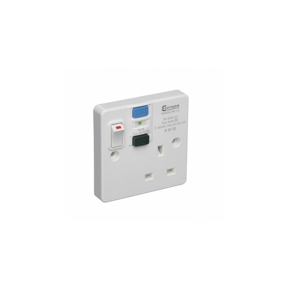 Europa 13A Single RCD Type A Switched Socket