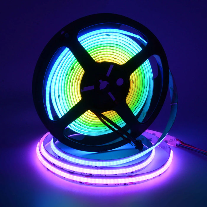 LED COB Strip RGBCCT Light, Seamless, 12mm Wide IP65 5M Reel