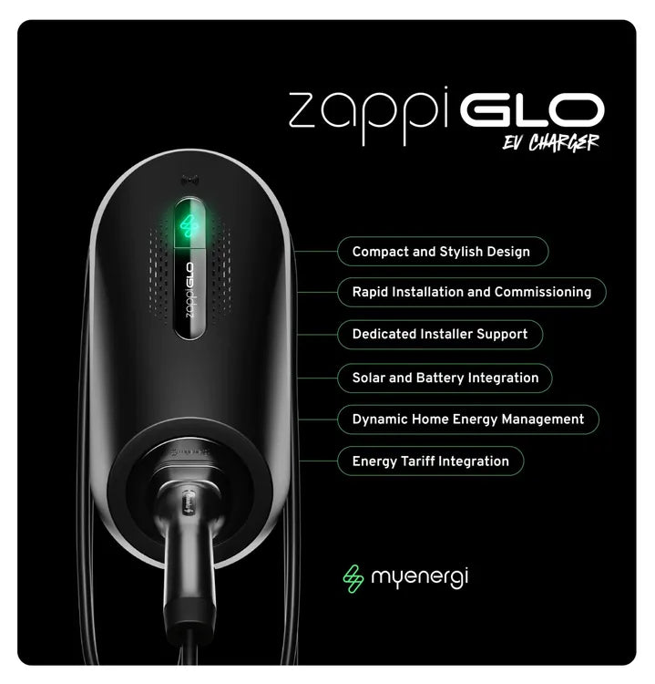 Myenergi GLO Series ZAPPI-3AS07T-G 7kW Single Phase Tethered Type 2 EV Charger