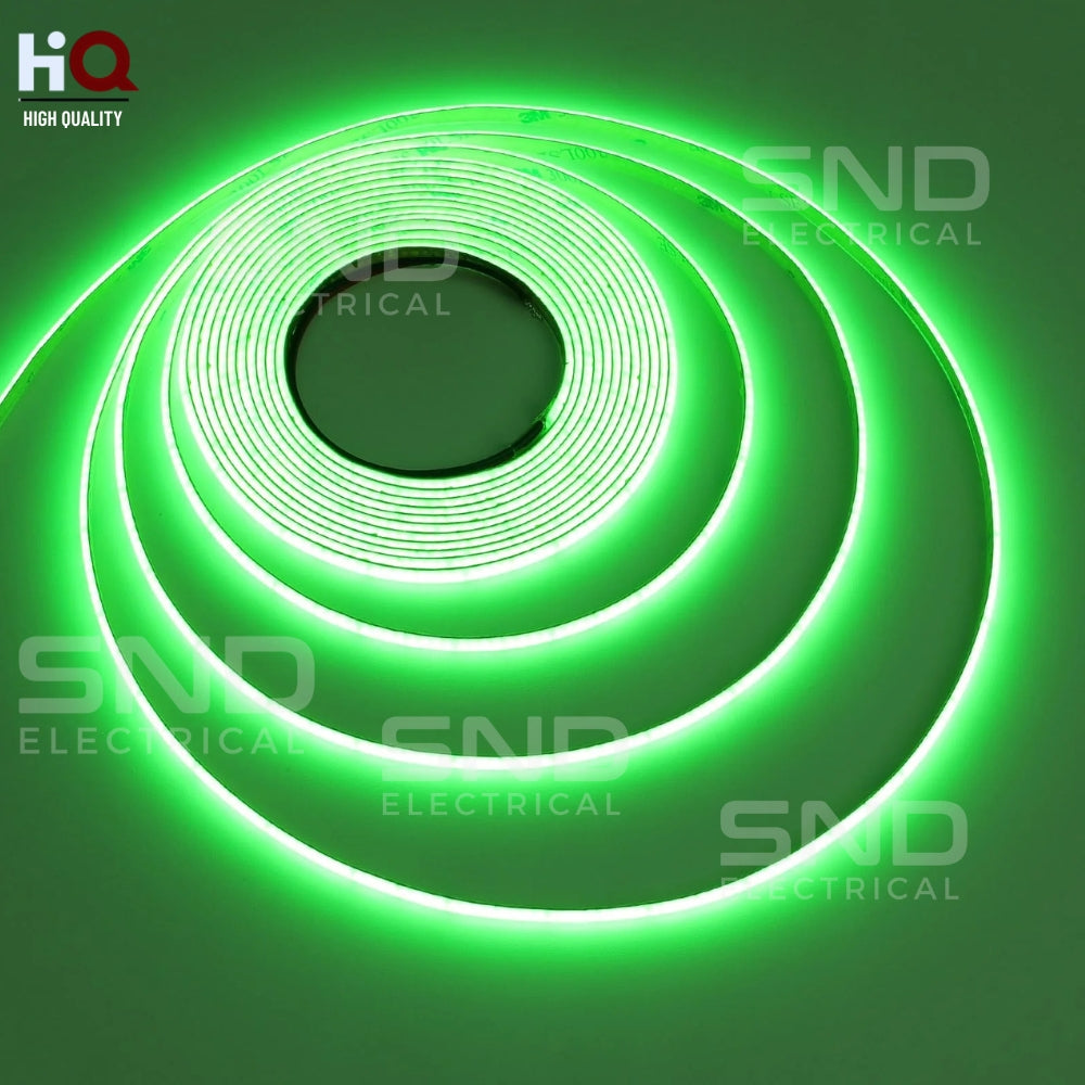 LED COB Strip Lights with 24V  320 LEDs/M, 10W/M, 800lm/M, CRI 90-92, Green Colour