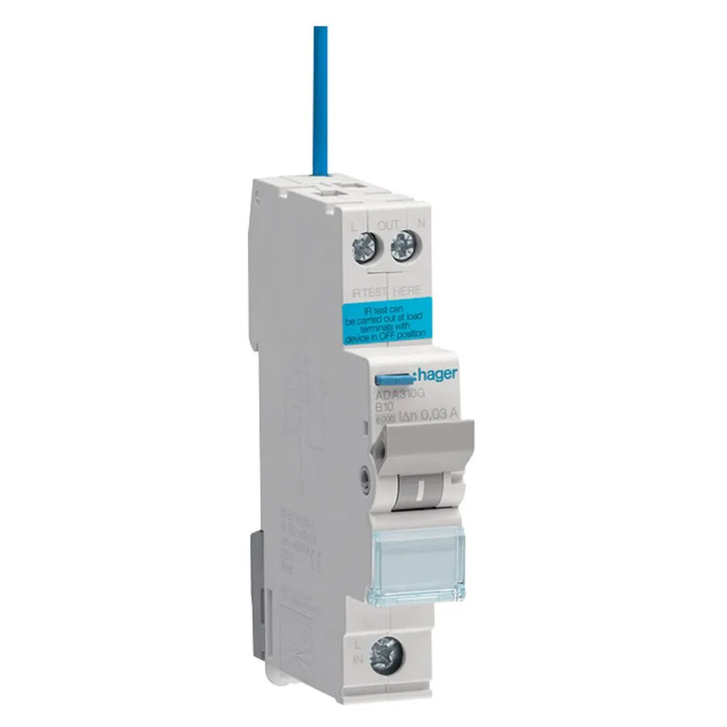 Hager ADA310G RCBO B Type 10 Amp 30mA 6kA