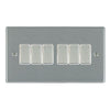 Hamilton 74R26SS-W 6 Gang 10A 2 Way Switch, Satin Steel & White
