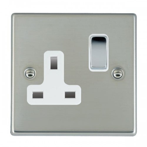 Hamilton 73SS1BC-W 1 Gang 13A Switched Socket - Bright Chrome & White