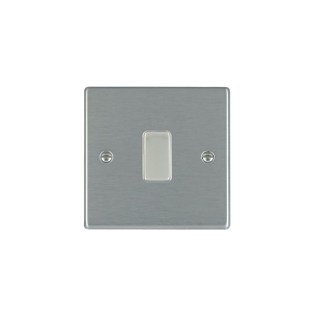 Hamilton 74R21SS-W 1 Gang 10AX 2 Way Single Pole Rocker Switch - Satin Steel & White Inserts