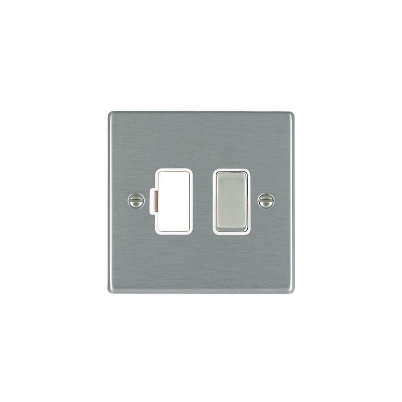 Hamilton 1 Gang 13A DP Fused Spur - Satin Steel & Inserts