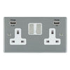 Hamilton 2 Gang 13A Single Pole Swithced Socket with Dual USB Outlets - Inserts
