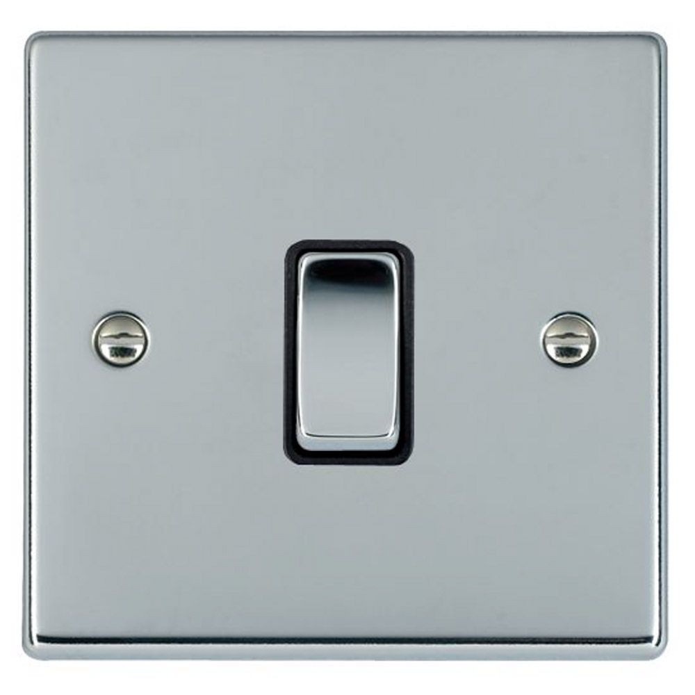 Hamilton 73DPBC-B  1 Gang 20AX Chrome Switch - Bright Steel and Black Insert