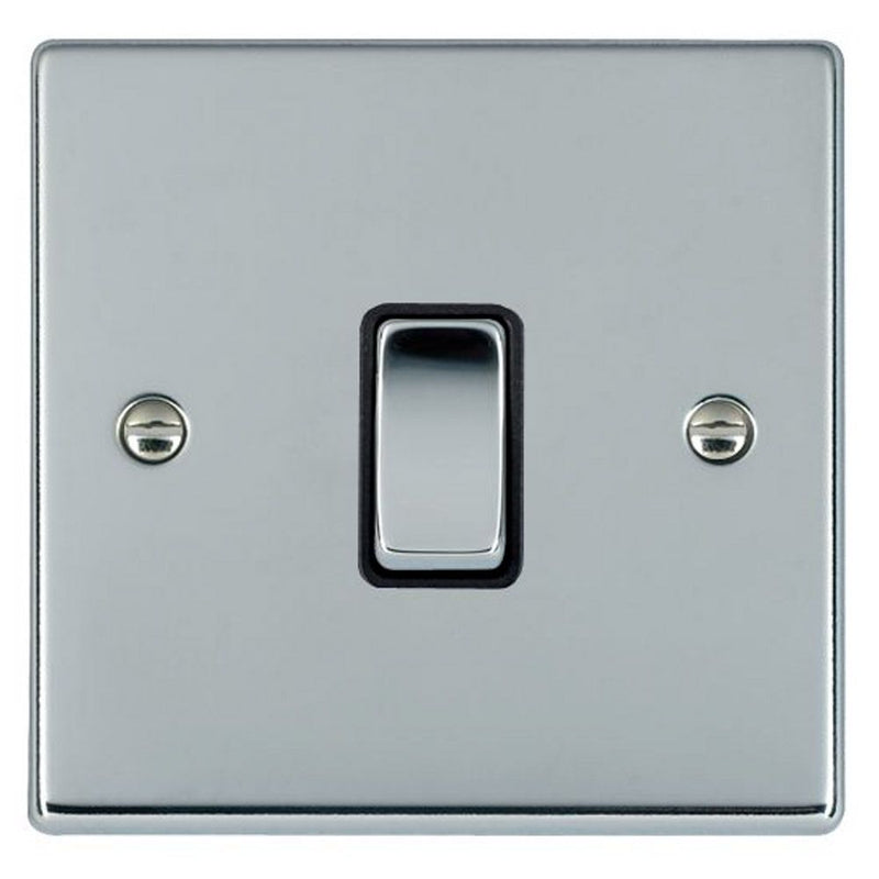 Hamilton 73DPBC-B  1 Gang 20AX Chrome Switch - Bright Steel and Black Insert