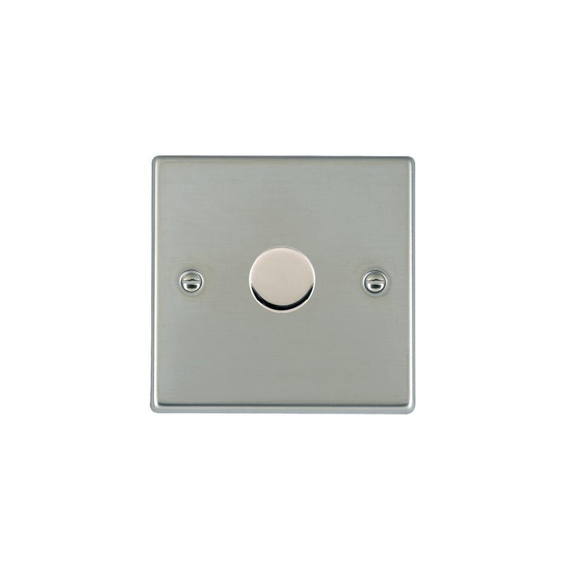 Hamilton 731X40 1 Gang 400W 2 Way Resistive Leading Edge Push On/Off Dimmer Switch- Bright Steel
