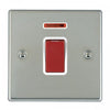 Hamilton 7345NW 1 Gang 45A 2 Pole Neon Red Rocker Switch - Bright Steel & White Insert