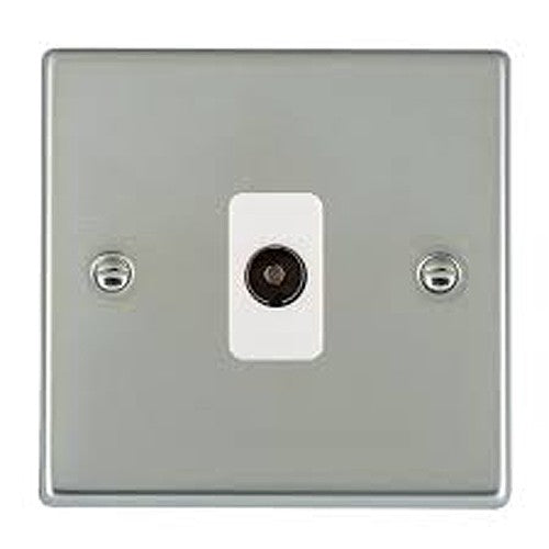 Hamilton 73TV-W TV 1 Gang Socket Coax - Polish Chrome & White Inserts
