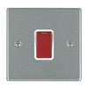 Hamilton 7445W 1 Gang 45A DP Red Rocker - Satin Steel & White Insert