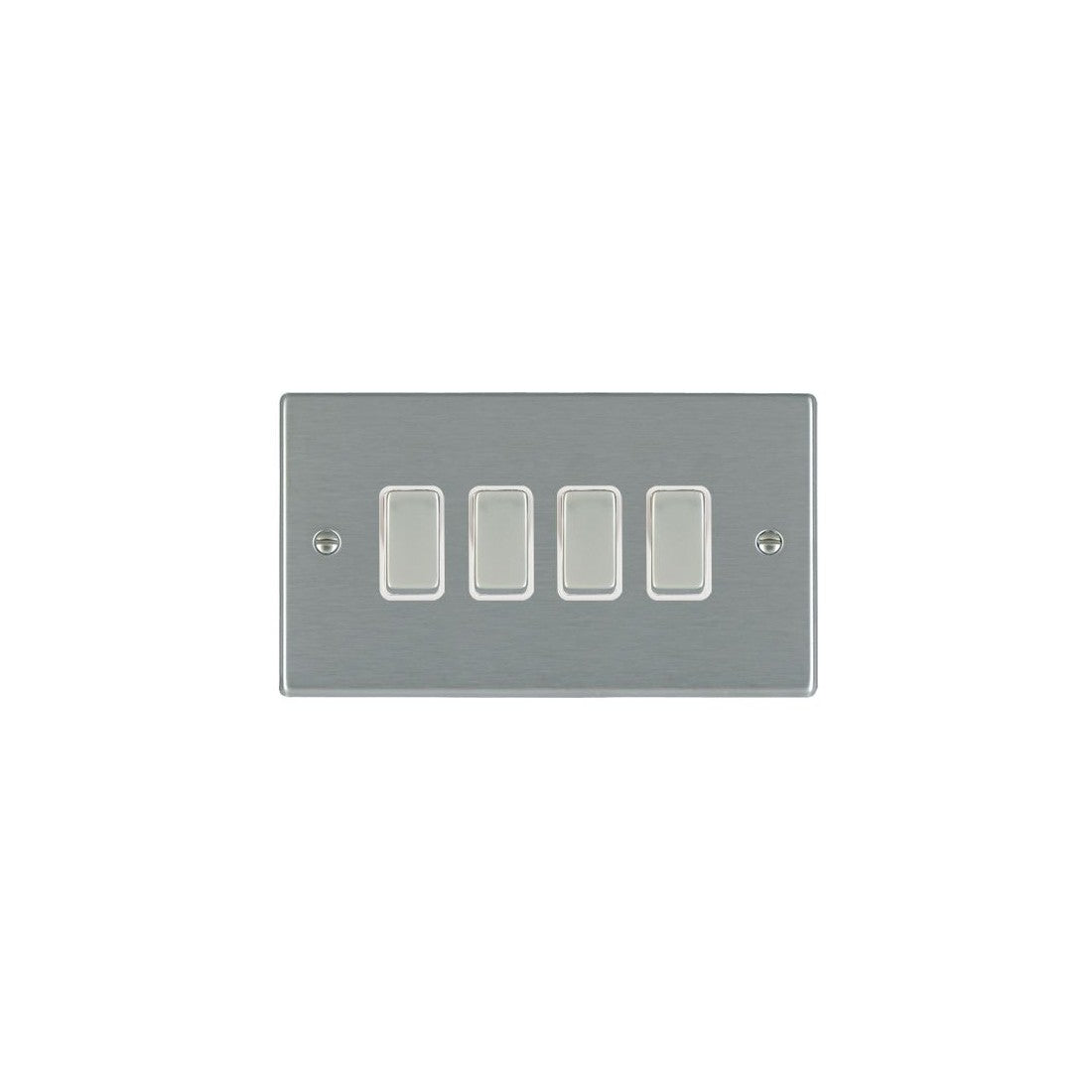 Hamilton 74R24SS-W 4 Gang 10AX 2 Way Rocker Switch- Satin Steel & White Inserts