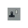 Hamilton 74SS1SS-B 1 Gang 13A DP Switched Socket - Satin Steel & Black Inserts