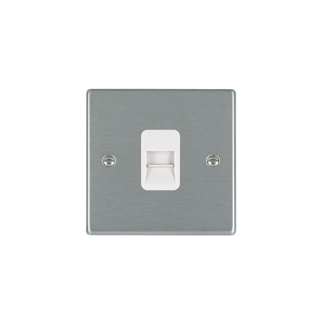 Hamilton 74TCMWH 1 Gang Telephone Slave, Satin Steel & White