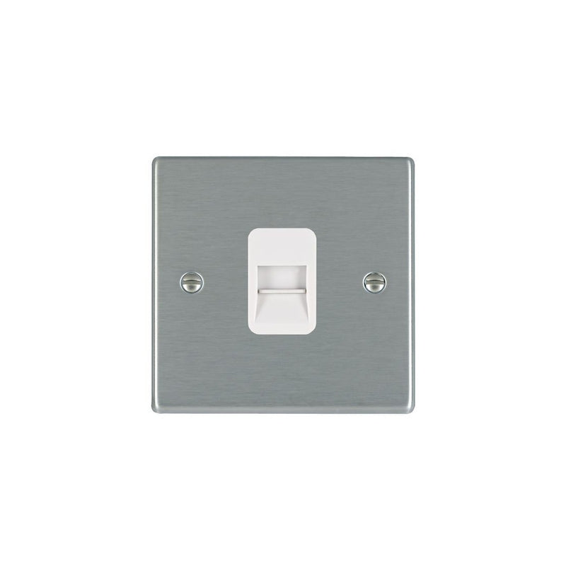 Hamilton 74TCMWH 1 Gang Telephone Slave, Satin Steel & White