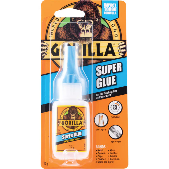 Gorilla Glue Instant Adhesive, Fast Bonding Time, Bottle, 15g