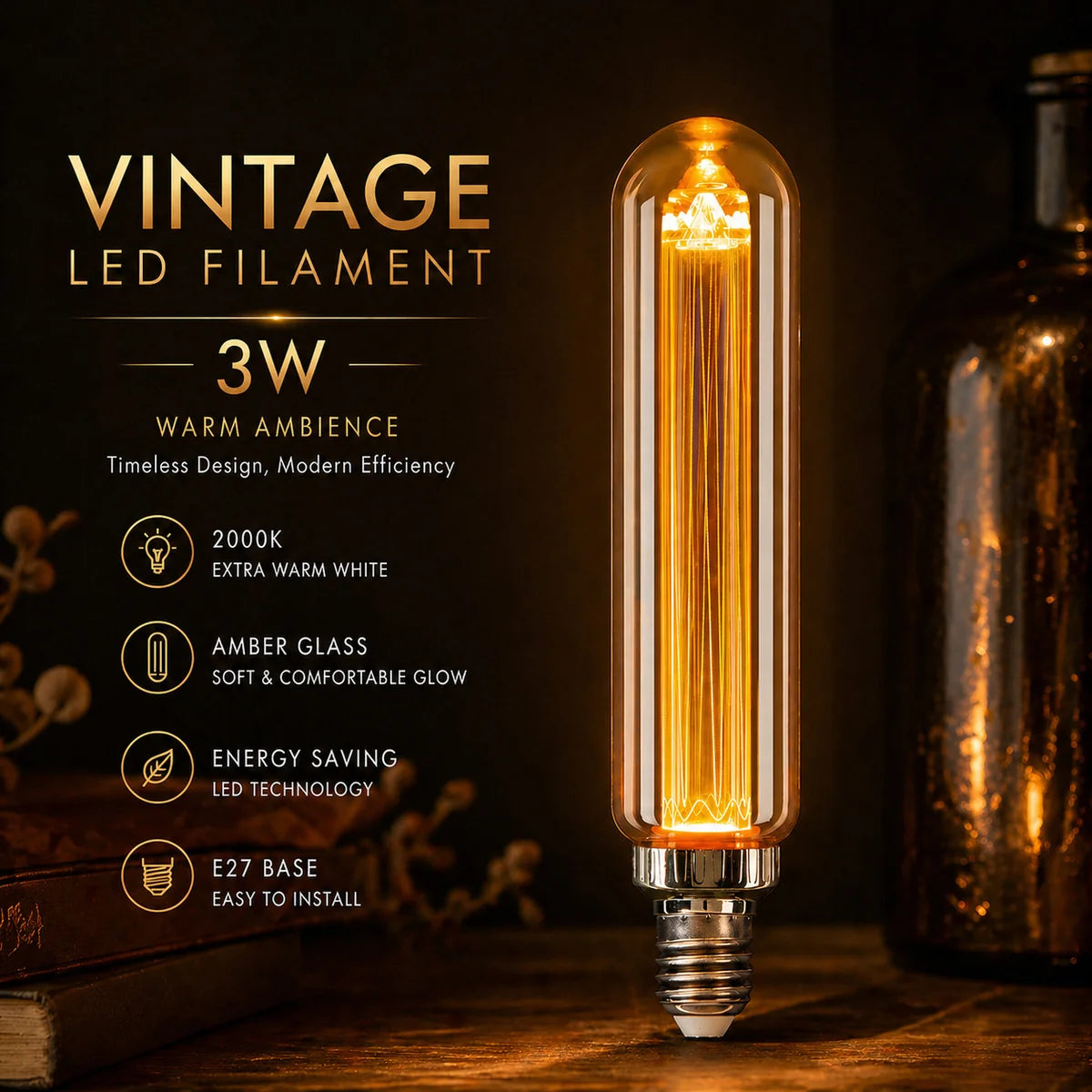 Ener-J T45 LED Filament Tube Bulb 3watt