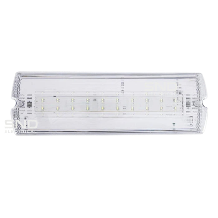 Megalux 3W IP65 LED Emergency Bulkhead Light Fire Exit Sign Legend 3hr Maintained with Optional Sticker Legends