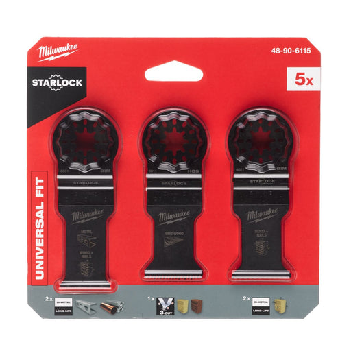 Milwaukee 48906115 Starlock wood and metal multi-tool blade set 5 piece