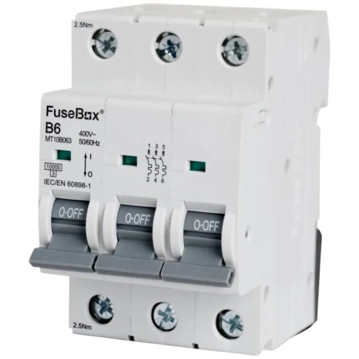 Fusebox Triple Pole MCB Type B, Curve B (06A-63A)