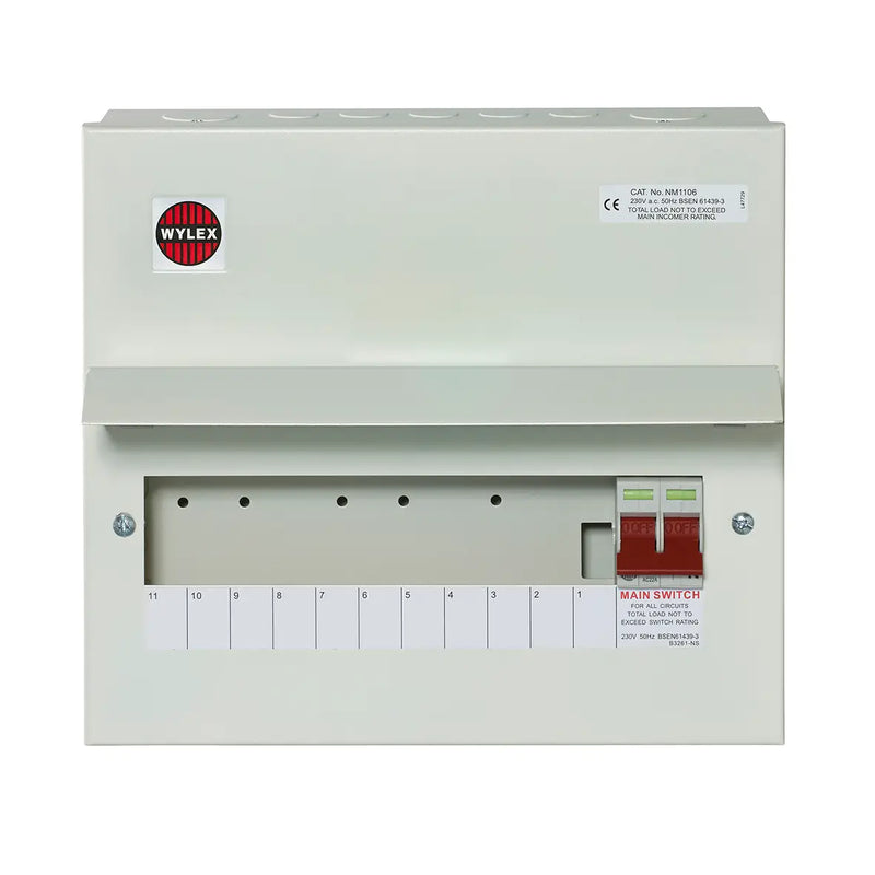 Wylex NM1106L 11 Way 100A Main Switch Metal Consumer Unit