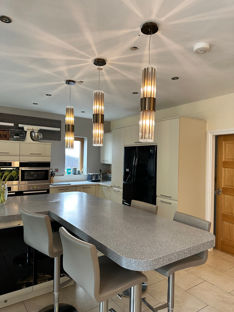 RV Astley Column Antique Brass Single Pendant