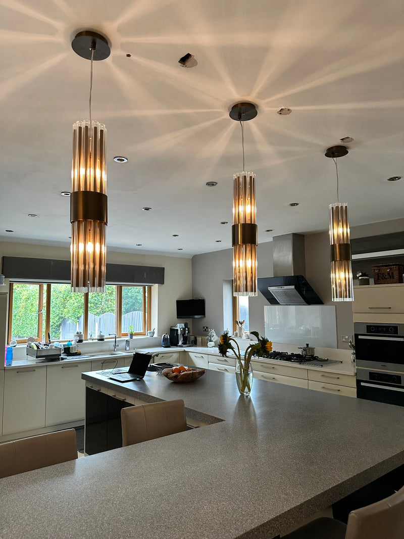 RV Astley Column Antique Brass Single Pendant