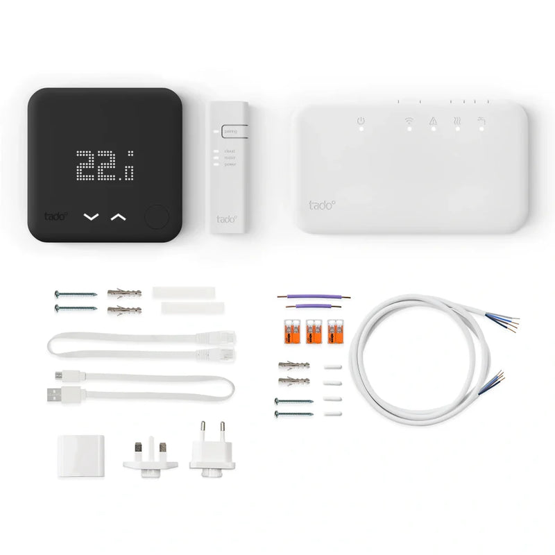 Tado Wireless Smart Thermostat Starter Kit X with Hot Water Control — Black Edition