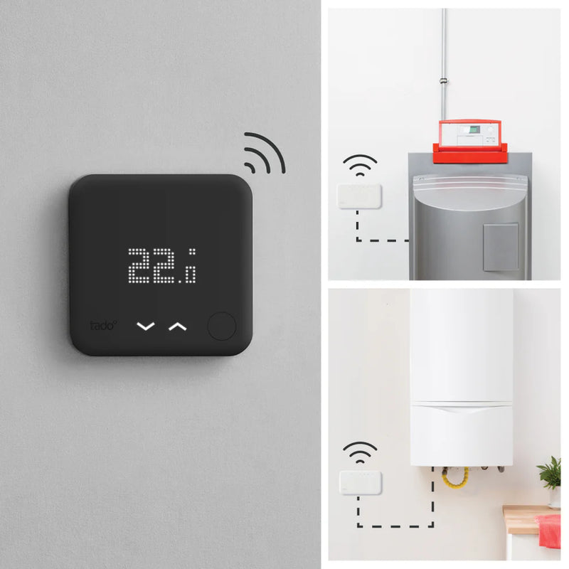 Tado Wireless Smart Thermostat Starter Kit X with Hot Water Control — Black Edition