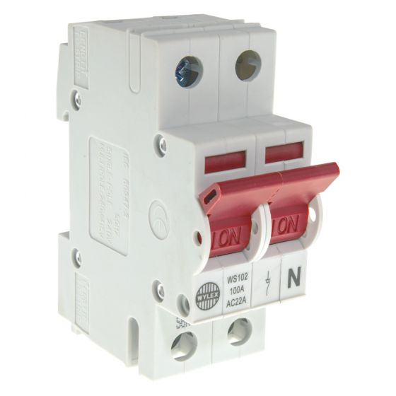 Wylex Main Switch Isolator 100A DP 2 Module