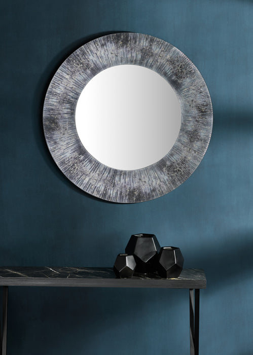002NEO80 Round Mirror With Silver/Grey Frame 80cm