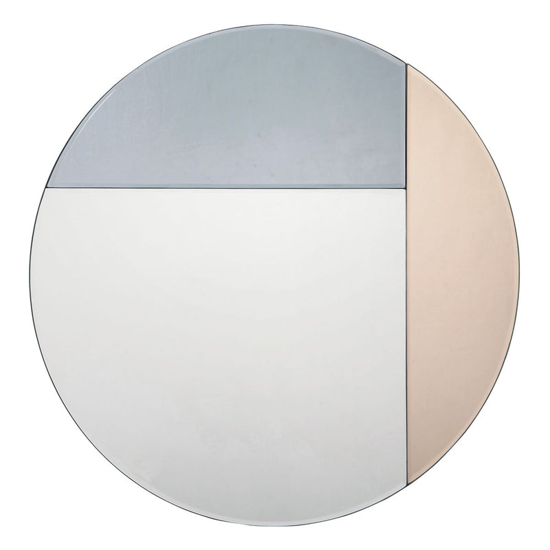 002THA50 Round Blue And Rose Gold Mirror 50cm