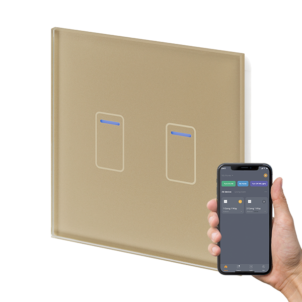Retrotouch Crystal+ Touch WIFI Switch 240v 2G Brass