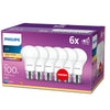 Philips LED 100W A60 B22 Warm White 230V Frosted Pack of 6 Bulbs Non-Dimmable